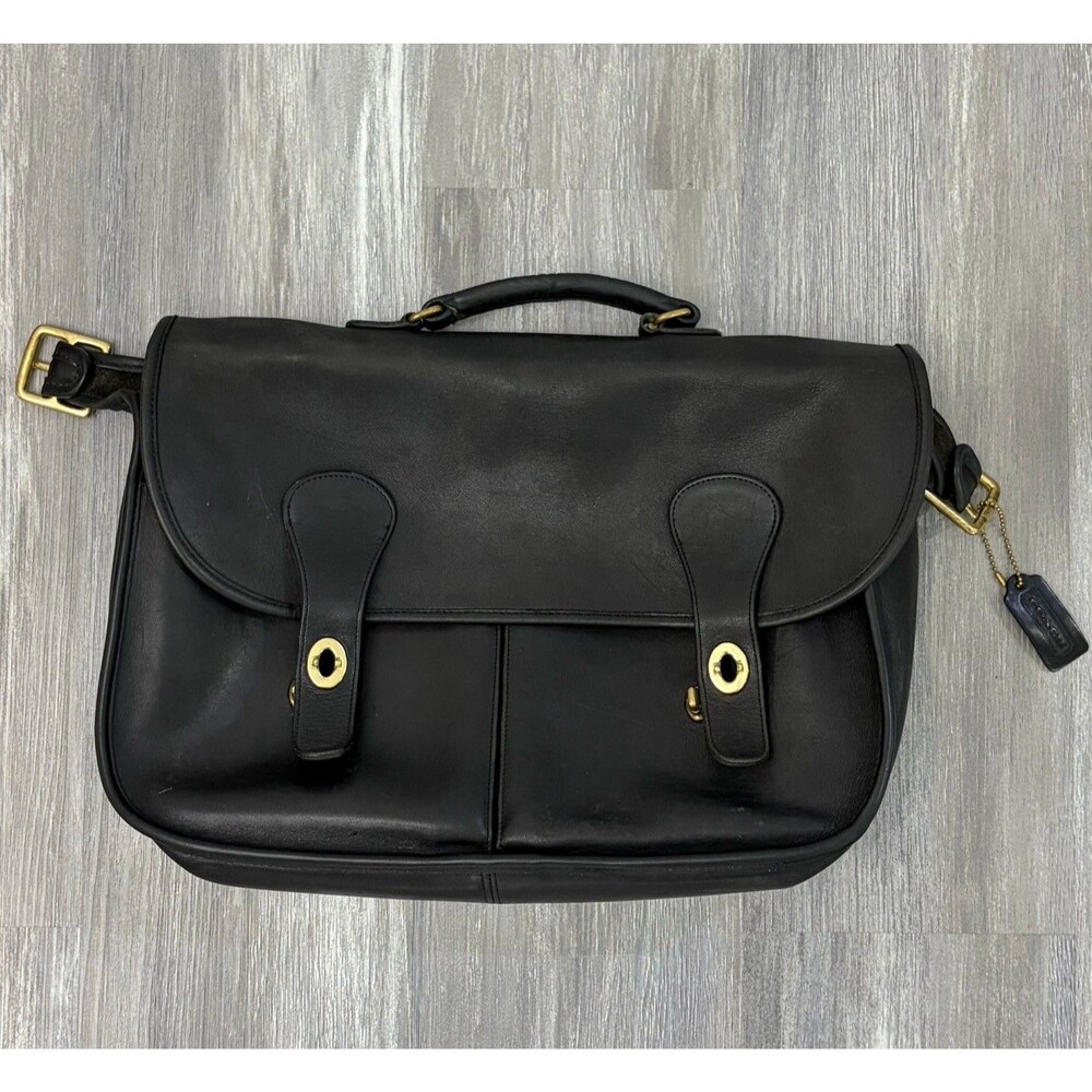 90s Coach Carrier Bag Leather Carrier Bag Briefcase Messenger Box Tag USA 9800 - Picture 12 of 16